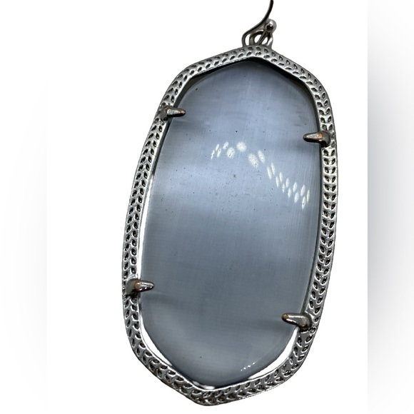 Kendra Scott Danielle Large Drop Earrings Slate Cat's Eye Glass Silver - Picture 4 of 9